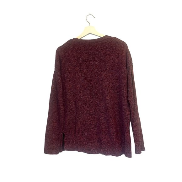 Gap Burgundy Cotton Marled U-Neck Sweater Size Medium Fall Winter - Picture 2 of 6